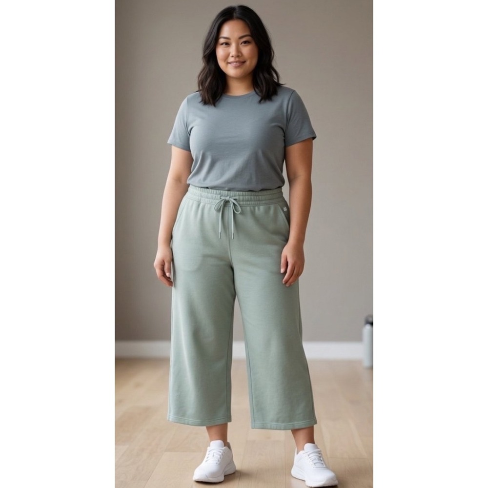 Lululemon Scuba Wide Leg High Rise Crop Pants Sage Green Size 20